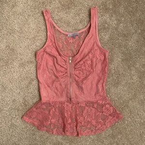 Floral lace peplum tank